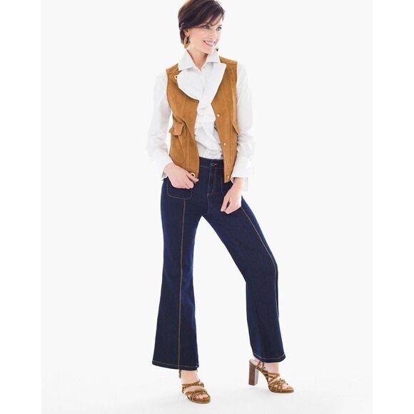 Chico's Black Label Faux-Suede Grommet Vest size 2 Large - Picture 2 of 9